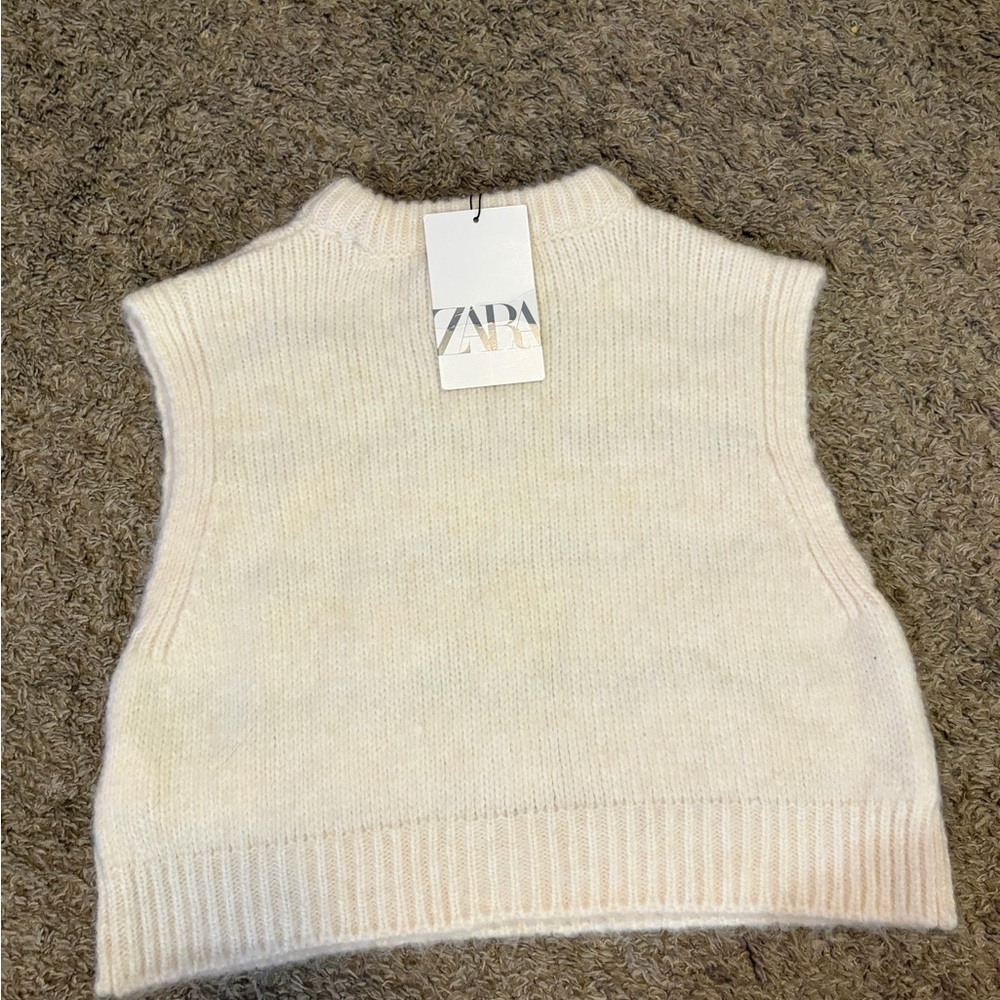 NWT Zara Girls Sweater with Cream and Green Pattern Size 8-9 - Picture 6 of 6